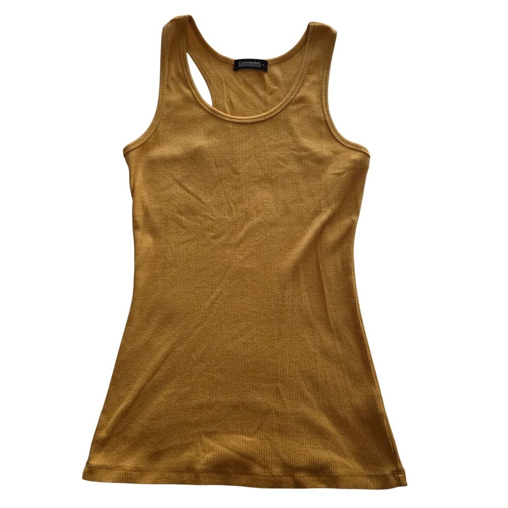 Clothing Ave. Mustard Yellow Ribbed Racer Back Tank Top Large Basic Summer